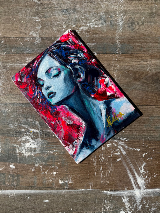 Blue Portrait - Original Painting Study - 5”x7”