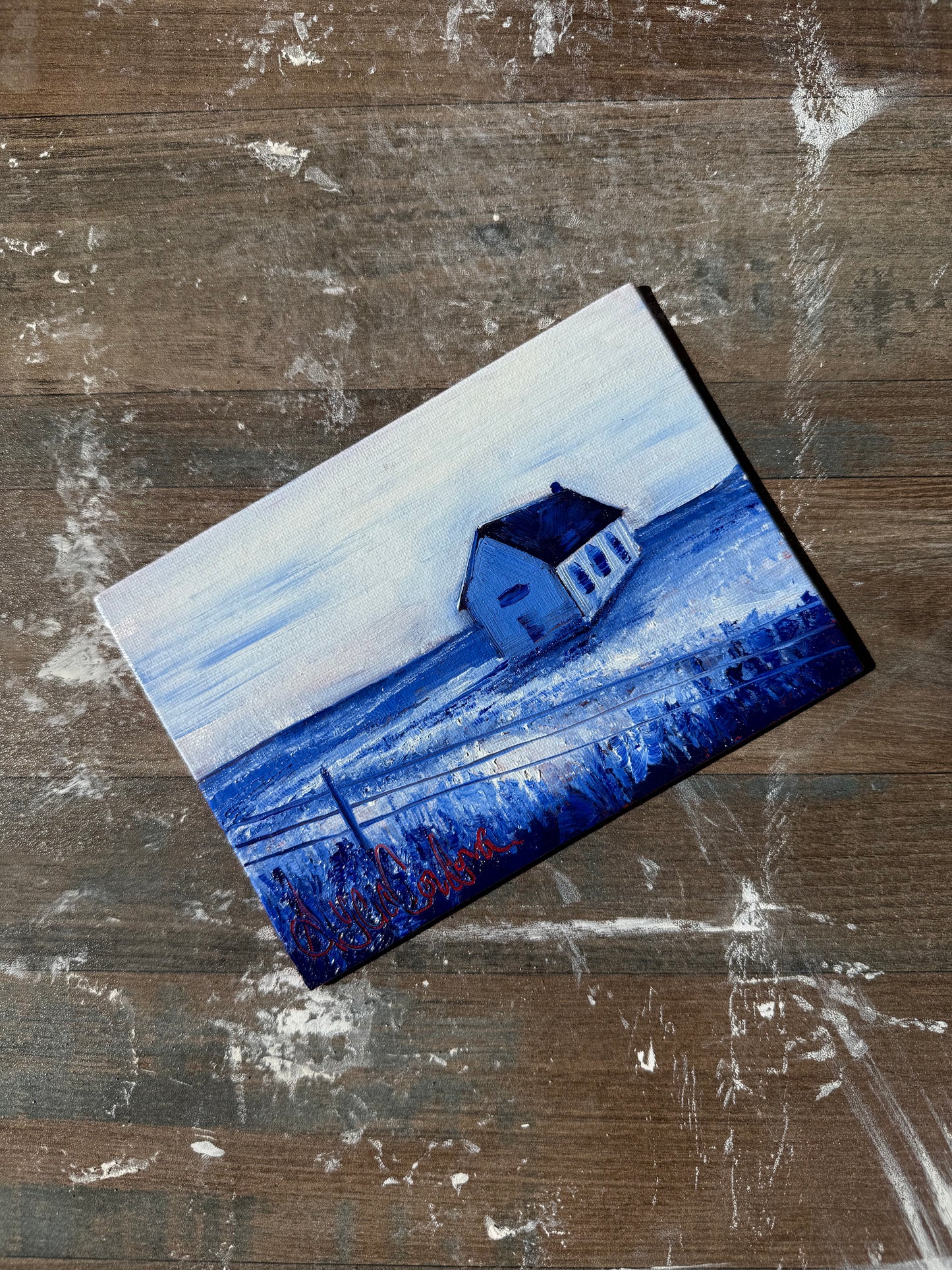 Blue Landscape - Original Painting Study - 5”x7”