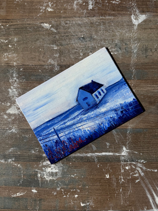 Blue Landscape - Original Painting Study - 5”x7”