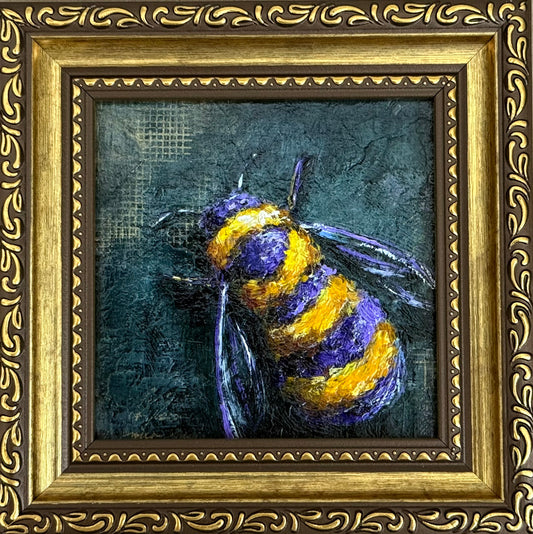 Bee #3 | 5.5”x5.5” | Original Art | Framed | Ready to Hang