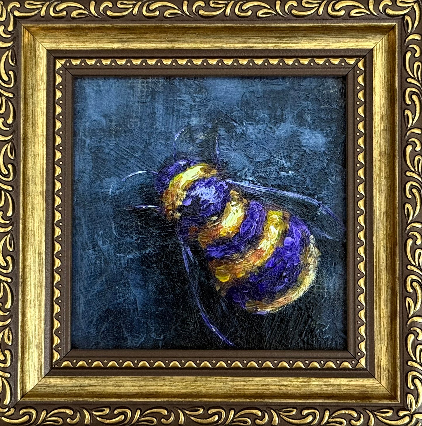 Bee #2 | 5.5”x5.5” | Original Art | Framed | Ready to Hang