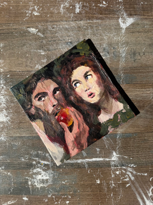 Adam and Eve - Original Painting Study - 6”x6”