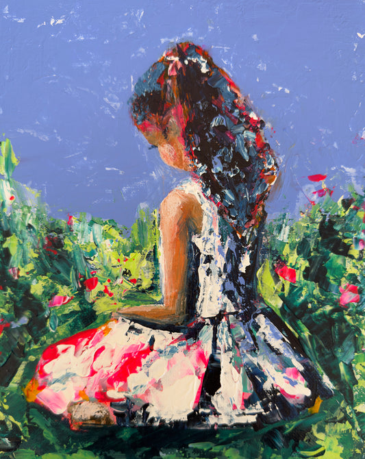 Girl in the Rainbow Dress | 8”x10” | Original Art