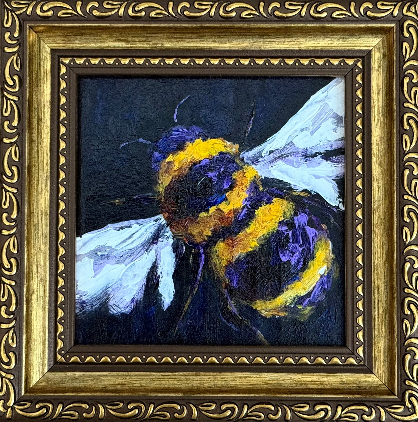 Bee #1 | 5.5”x5.5” | Original Art | Framed | Ready to Hang