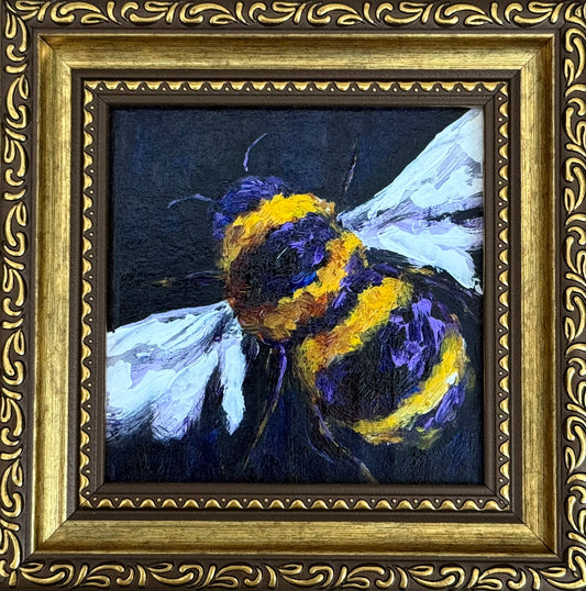 Bee #1 | 5.5”x5.5” | Original Art | Framed | Ready to Hang